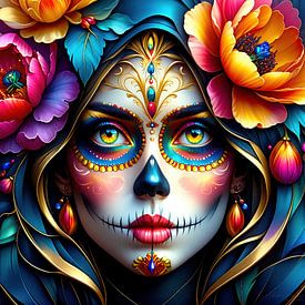 Día de los Muertos - Trois regards pénétrants inspirés de La Catrina, intensité artistique et profondeur culturelle, un triptyque célébrant le Jour des Morts au Mexique (3 de 3) sur AidasignArt
