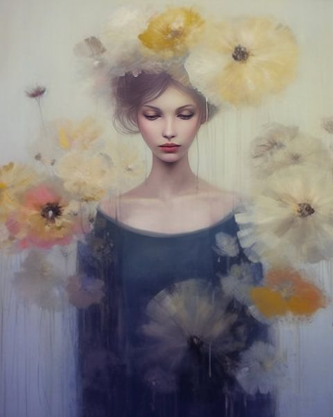 Atmosphärisches Porträt &quot;Blumenmädchen&quot; von Carla Van Iersel