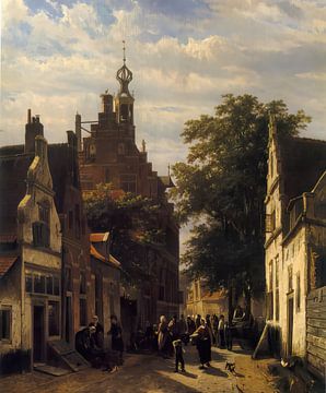 Figuren in einer Straße in Delft - Cornelis Springer