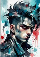 abstract potret aquarel