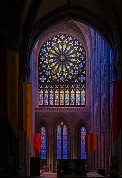 Colourful stained glass windows in Saint Malo by Leopold Brix