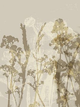 Minimalist botanical art in in neutral colors by Dina Dankers