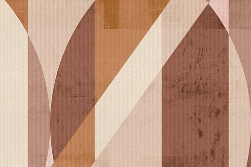 Bauhaus abstracte vormen in bruin, roest, beige, verbrand oranje II