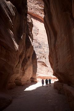 Walking between rocks at Petra by Kees van Dun