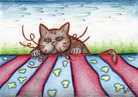Colourful cat drawing