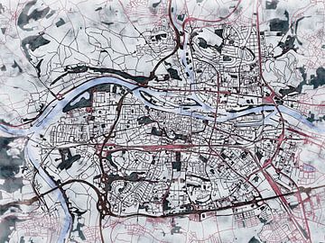 Kaart van Regensburg in de stijl 'White Winter' van Maporia