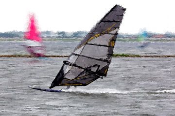 Windsurfen (kunst, abstract) van Art by Jeronimo