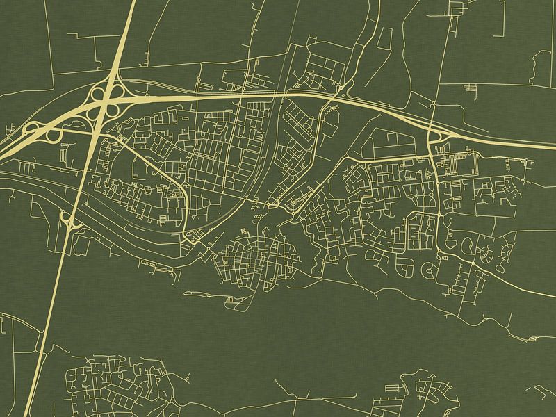 Map of Gorinchem in Green Gold by De Kaartenwinkel
