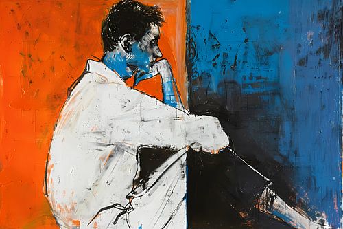 Peinture abstraite d'un homme pensant