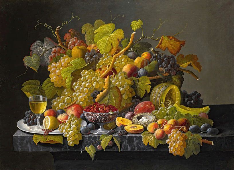 Stilleben mit Trauben und Wein, Severin Roesen von Meisterhafte Meister