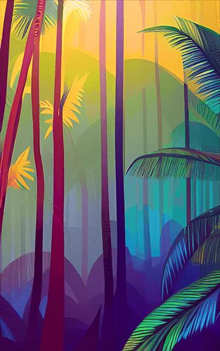 Forêt tropicale dans des couleurs pop art