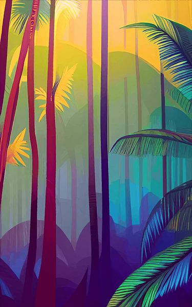 Tropical rainforest in pop art colours by Anna Marie de Klerk