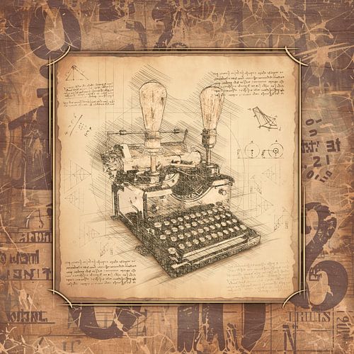 Oude typemachine, scenario. Vintage kunst voor schrijvers en schrijfsters.