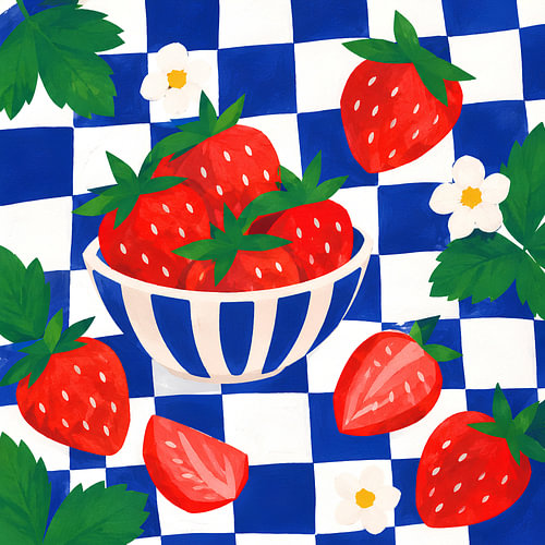 Frische Erdbeeren auf einem Dame-Brett