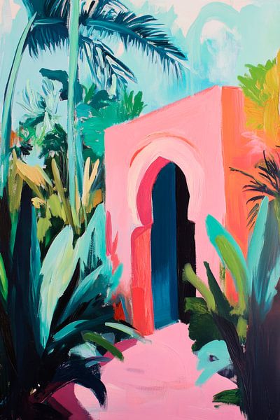 Tropical gate in a colourful jungle by Poster Art Shop