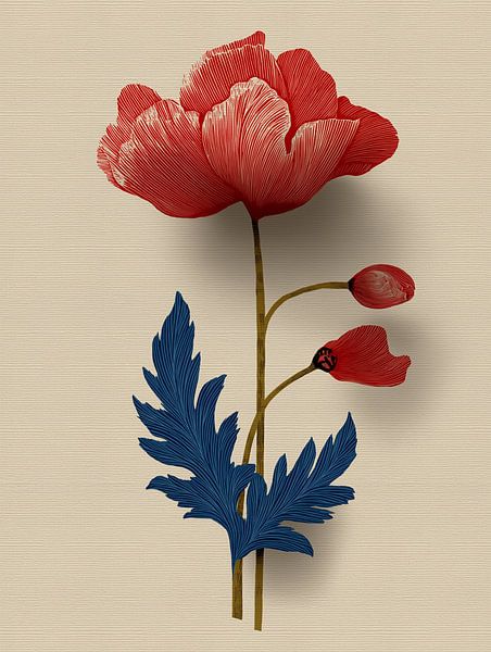 Mohn aus Blockdruck von PixelPrestige