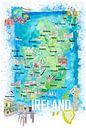 Irland Illustrierte Reisekarte mit Straßen und Highlights von Markus Bleichner Miniaturansicht