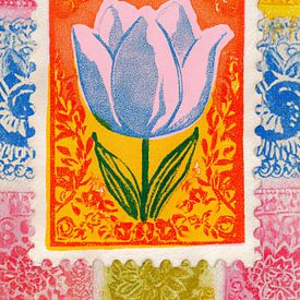 A colourful tulip in retro style by But First Framing