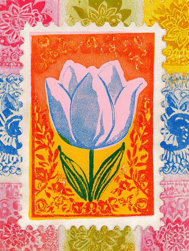 Farbenfrohe Tulpe im Retro-Stil