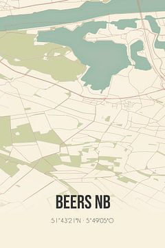 Alte Karte von Beers NB (Nordbrabant) von Rezona