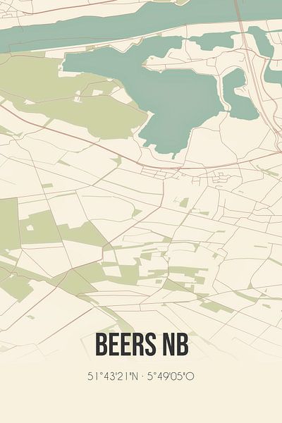 Alte Karte von Beers NB (Nordbrabant) von Ortsdrucke