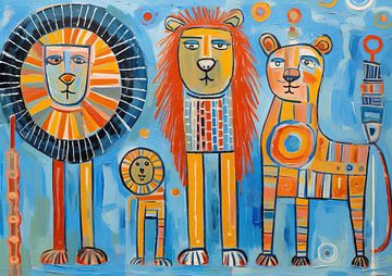 Peinture de lions colorés | King of Colourful sur Tableaux ARTEO