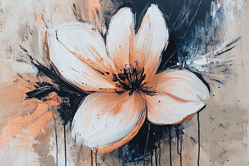 Abstracte bloem met verfspatten