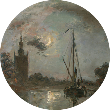 Overschie bij maneschijn, Johan Barthold Jongkind