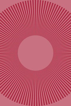 Retro kunst uit de jaren 70. Abstracte geometrische vormen in roze en rood. van Dina Dankers