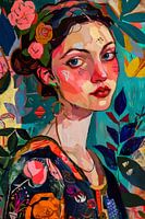 Jeune femme parmi les fleurs