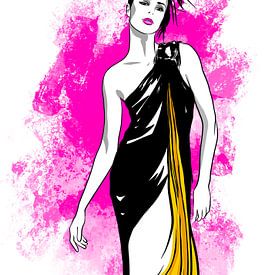 Illustration de mode "Explosion rose sur Janin F. Fashionillustrations