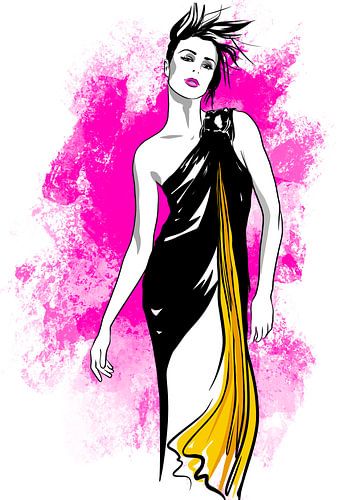 Pink Explosion Fashion Illustration by Janin F. Fashionillustrations