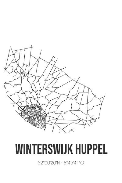 Winterswijk Huppel (Gueldre) | Carte | Noir et blanc par Affiches de lieux