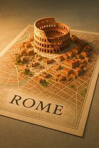 Rome Colosseum 3D Map Art - Décoration murale d'histoire ancienne
