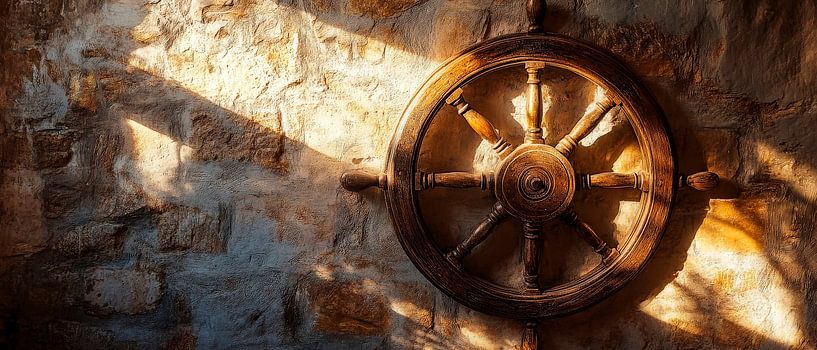 Ship's wheel in the light by Poster Art Shop