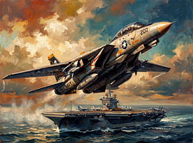 Start der F-14 bei Sonnenaufgang