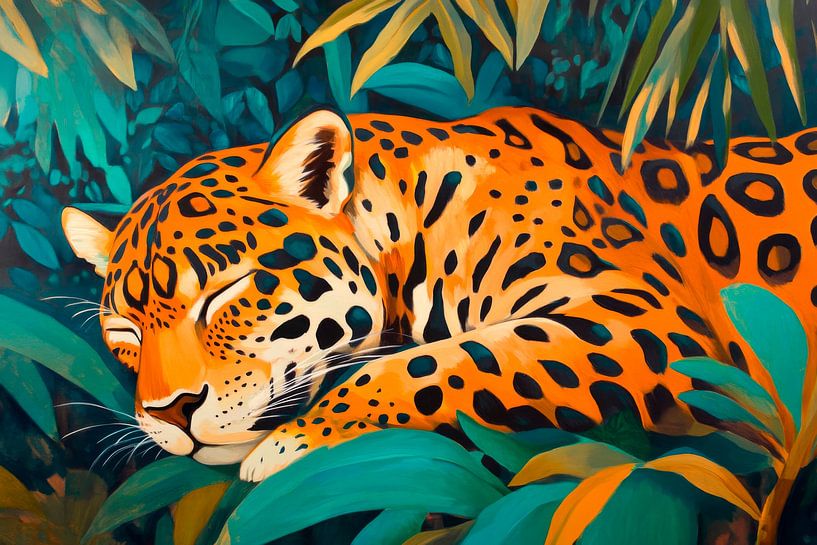 Jaguar endormi dans la jungle par Poster Art Shop
