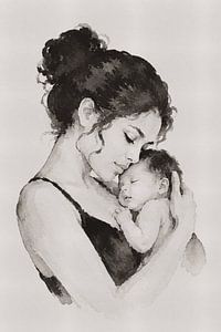 Tender Ink – Porträt von Mutter und Kind in ostindischer Tinte