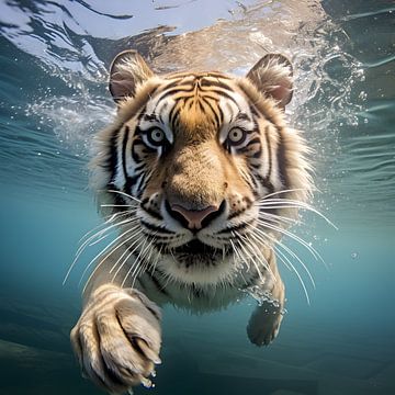 Tigre qui se baigne sur Heike Hultsch