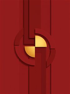 Minimal Art: Abstrakte Formen auf Leinen in tiefroten Farbtönen