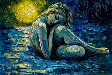 beeld vrouw in van Goghkleuren van Egon Zitter