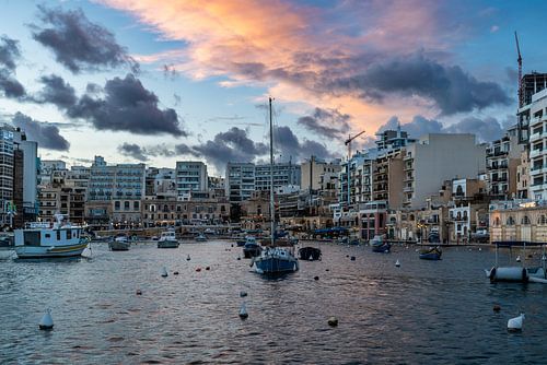 Landscape view over the bay during sunset