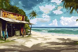 Surfing paradise on the azure by Art & Soul Creations