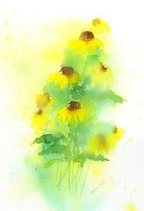 Gelbe Rudbeckien Aquarellgemälde