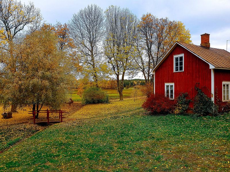 Ferme en automne sur les îles Âland appartenant à la Finlande par Claudia Schwabe