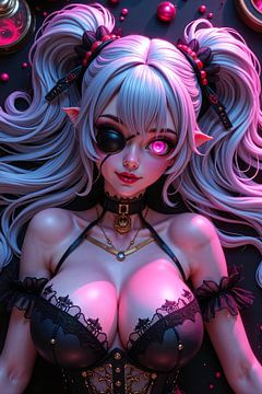 NEON PIRATE – Sexy Anime Girl als eenoogige Piratenvrouw