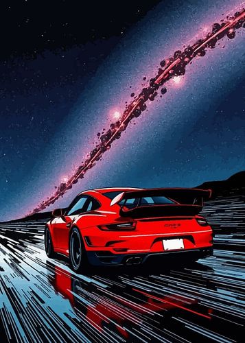 Rode en zwarte Porsche 911 GT3 RS en Galaxy