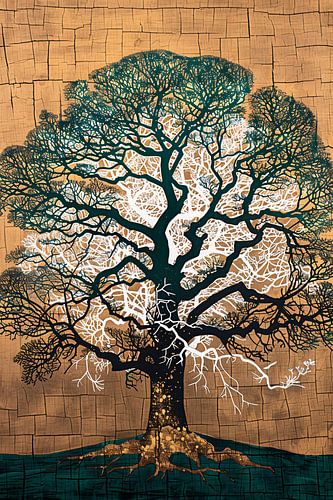 Abstracte boom met kleurrijke achtergrond