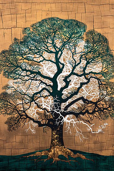 Abstrakter Baum mit buntem Hintergrund von Art & Soul Creations