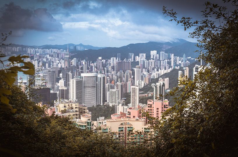 De prachtige, kleurrijke skyline van Hong Kong (China) van Claudio Duarte
